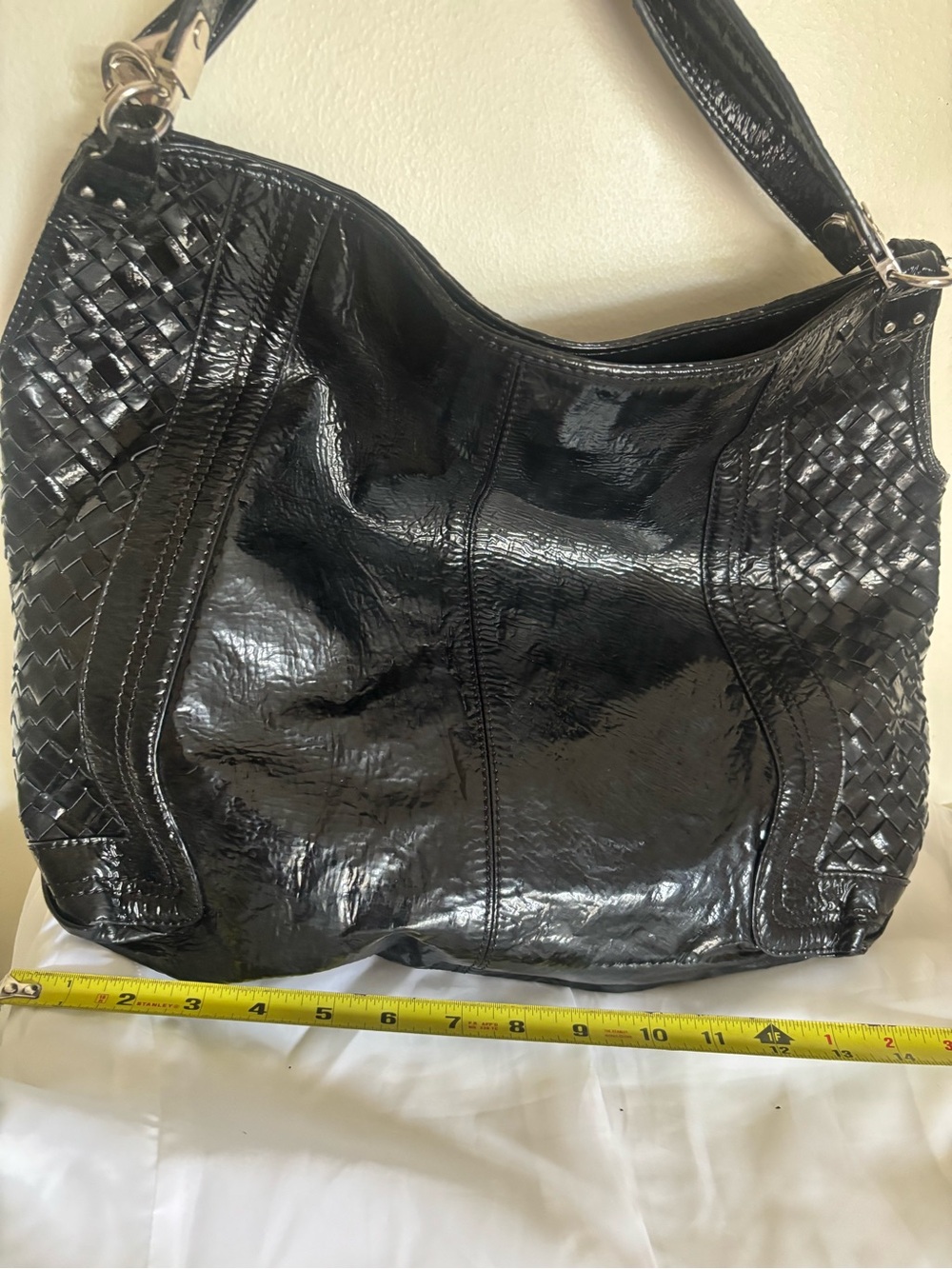 Black Woven-Accent Women’s Shoulder Bag